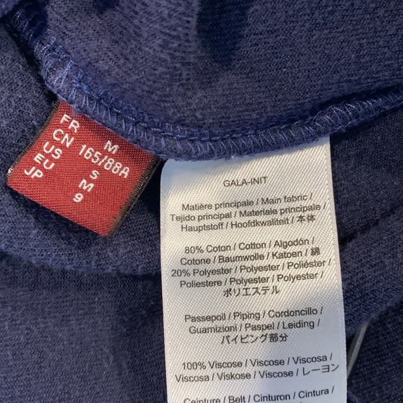 velour Comptoir Des Cotonniers velour pullover sweatshirt with tie. M. Blue - Picture 5 of 6